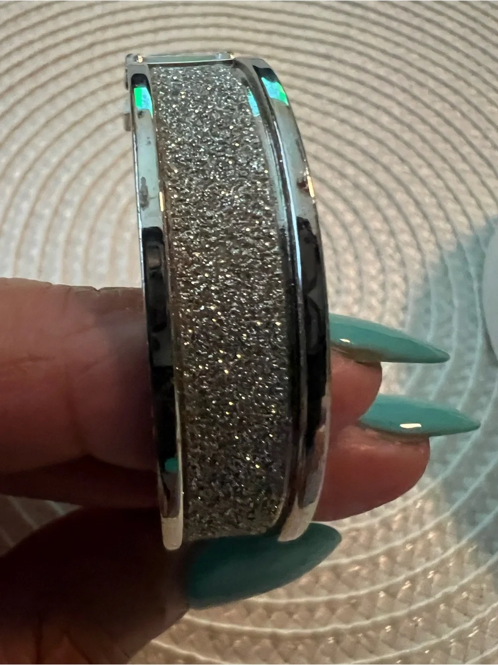 Vintage Silver Sparkly H-shaped Metal Designer Bracelet